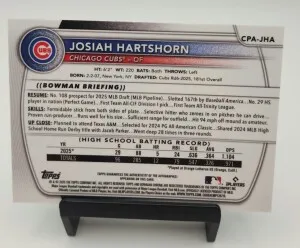 2025 Bowman Chrome Josiah Hartshorn 1st Auto Lava Refractor /199 Cubs back